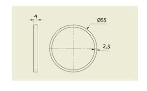 ANEL PARA PISTÃO 55 MM (55 X 4 X 2,5 MM) - Imagem 2